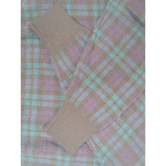 Vintage Mark Shale Mens XL 100% Wool Tartan Green‎ Blue Plaid Christmas Sweater - Picture 4 of 8